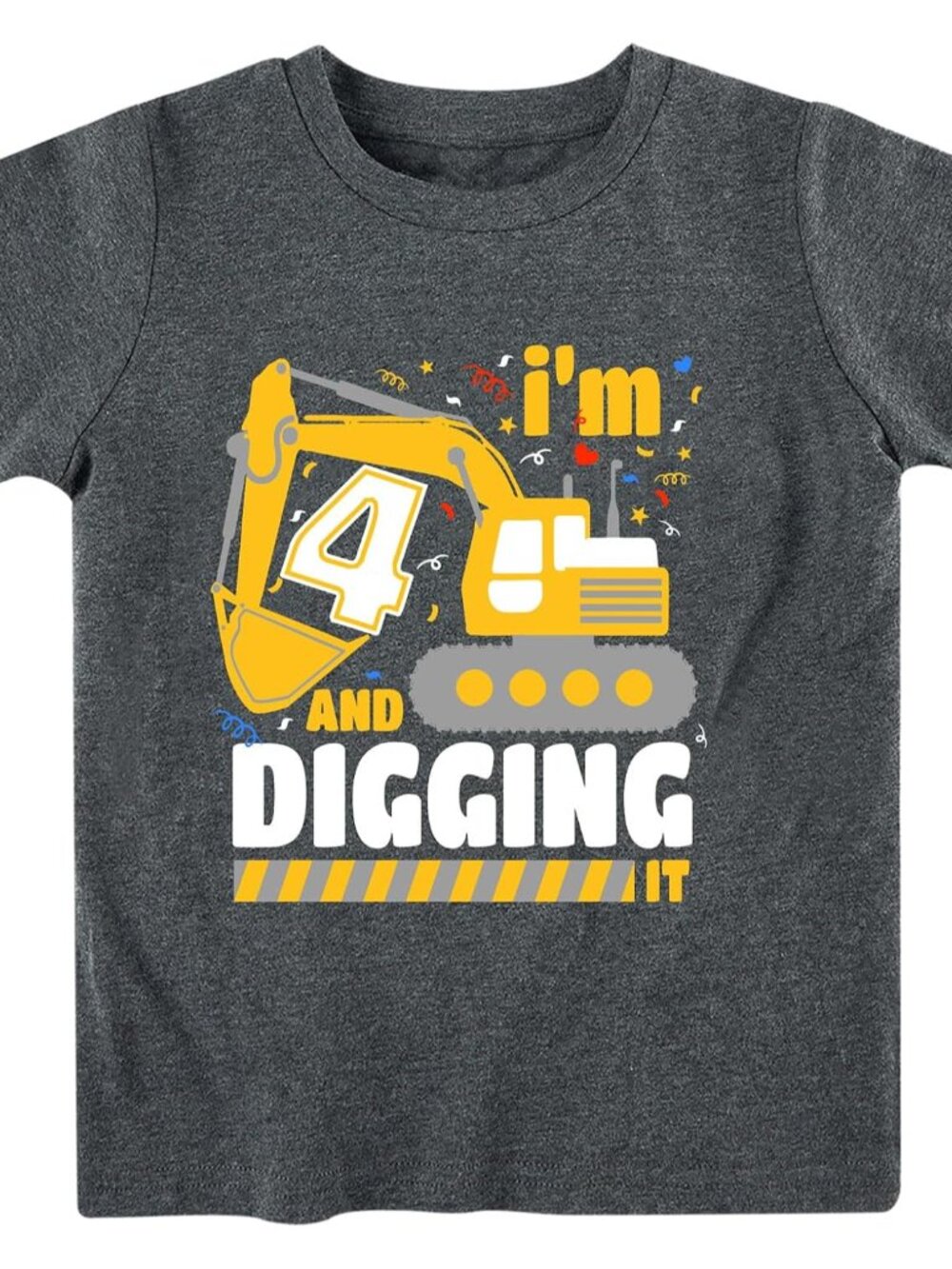 Boy Birthday Shirt Construction Party Toddler Cotton Tee Ages 2-5